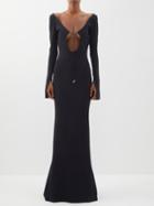 16arlington - Solaris Punto Di Milano-jersey Dcollet Dress - Womens - Black