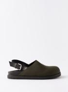 Vinnys - Buckled Canvas Mules - Mens - Olive