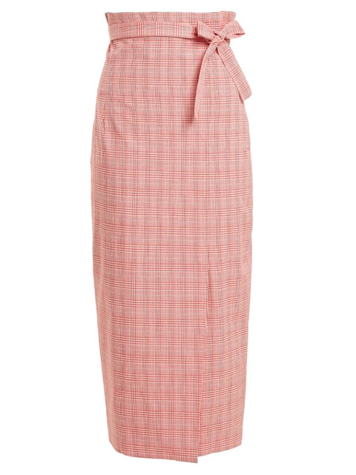 Stella Jean Checked Tie-waist Cotton-blend Pencil Skirt