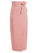 Stella Jean Checked Tie-waist Cotton-blend Pencil Skirt