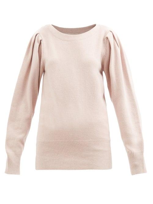 Isabel Marant Toile - Loren Pleated-sleeve Merino Wool-blend Sweater - Womens - Light Pink