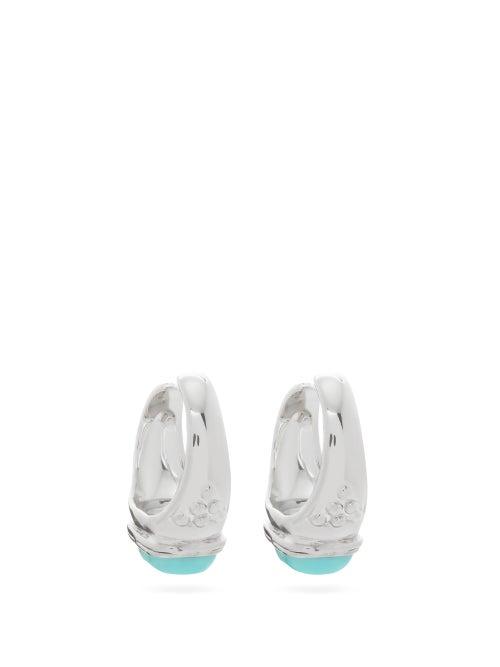 Matchesfashion.com Etro - Resin-embellished Hoop Earrings - Womens - Silver