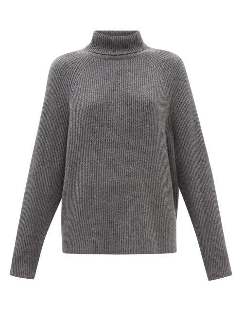 Gabriela Hearst - Wigman Roll-neck Ribbed Sweater - Womens - Dark Grey