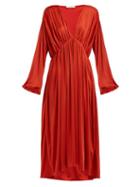 Matchesfashion.com The Row - Sasha Balloon Sleeve Midi Dress - Womens - Red
