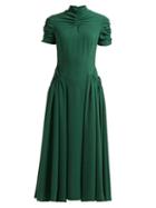 Matchesfashion.com Emilia Wickstead - Ariane Ruched Crepe Midi Dress - Womens - Emerald