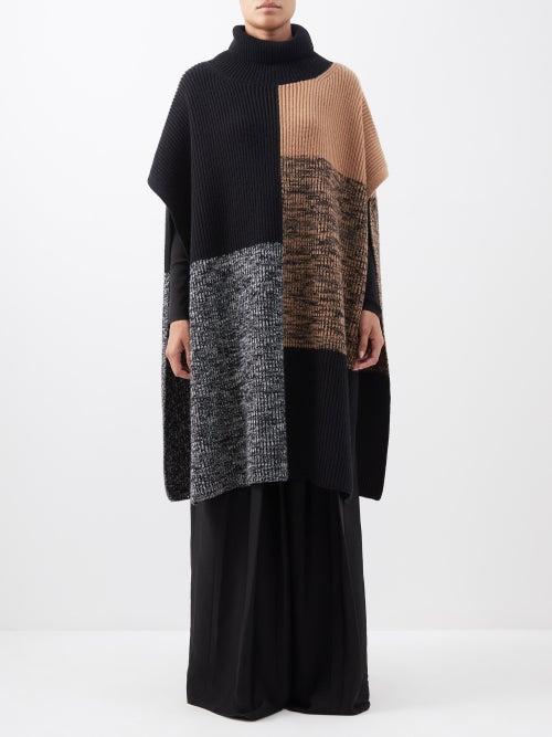 Joseph - Colour-block Merino-wool Poncho - Womens - Camel