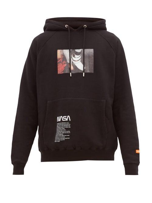 Matchesfashion.com Heron Preston - Nasa Print Hooded Cotton Sweatshirt - Mens - Black Multi