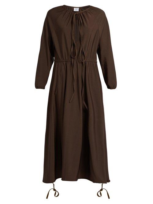 Matchesfashion.com Vetements - Wrap Skirt Satin Jersey Midi Dress - Womens - Brown
