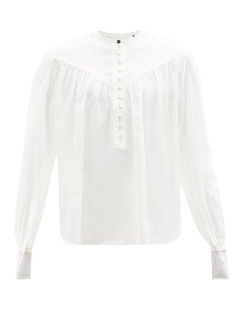 Isabel Marant - Kiledia Gathered-yoke Cotton-blend Blouse - Womens - White