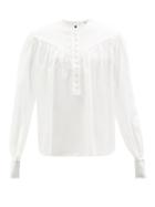 Isabel Marant - Kiledia Gathered-yoke Cotton-blend Blouse - Womens - White