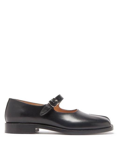 Ladies Shoes Maison Margiela - Tabi Split-toe Leather Mary Jane Flats - Womens - Black