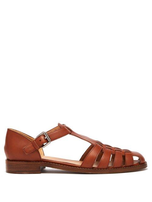 Matchesfashion.com Church's - Kelsey T Bar Leather Sandals - Womens - Tan