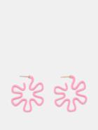 Bea Bongiasca - B Flower Enamel & 9kt Gold Hoop Earrings - Womens - Pink