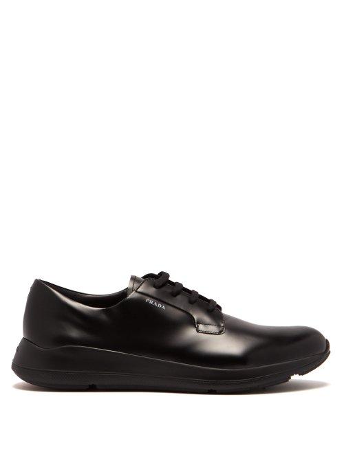 Matchesfashion.com Prada - Rubber Sole Leather Derby Shoes - Mens - Black