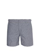 Matchesfashion.com Orlebar Brown - Geometric Print Swim Shorts - Mens - Navy