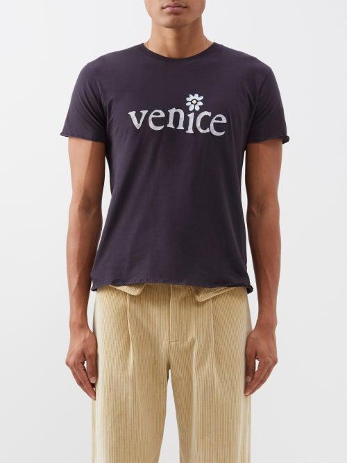 Erl - Venice-print Cotton-jersey T-shirt - Mens - Black