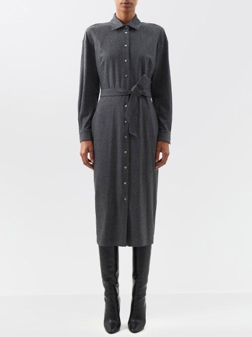 Max Mara - Fronda Shirt Dress - Womens - Dark Grey