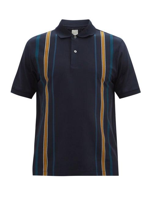 Paul Smith - Striped Cotton-piqu Polo Shirt - Mens - Navy Multi