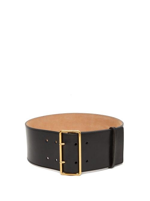 Matchesfashion.com Alexander Mcqueen - Wide-cut Leather Belt - Womens - Black