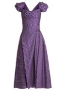 Carolina Herrera Sweetheart-neckline, Puff-sleeve Gingham Dress