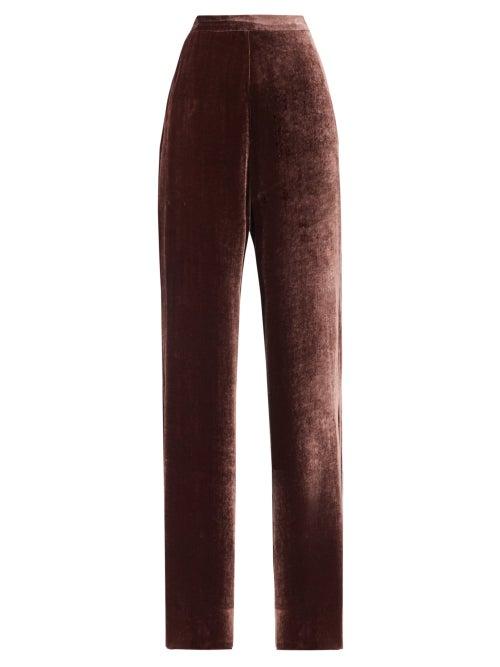 Matchesfashion.com Etro - High-rise Velvet Wide-leg Trousers - Womens - Pink