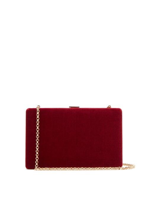 Matchesfashion.com Anya Hindmarch - Clutch-on-a-chain Velvet Clutch - Womens - Burgundy
