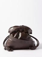 Loewe - Flamenco Puffer Leather Clutch - Womens - Dark Brown