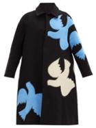 Matchesfashion.com La Doublej - Dove-appliqu Felted Wool-blend Coat - Womens - Black Multi