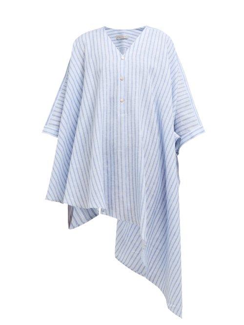 Matchesfashion.com Palmer//harding - Habana Striped Linen Kaftan - Womens - Blue Stripe