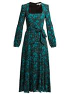 Matchesfashion.com Borgo De Nor - Annabella Orchid And Leopard Print Midi Dress - Womens - Green Print