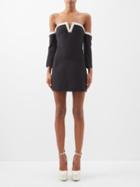 Valentino - Embellished Off-the-shoulder Crepe Mini Dress - Womens - Black