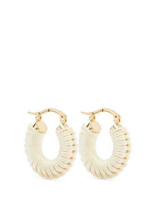 Shrimps - Dora Cord-wrapped Hoop Earrings - Womens - Cream