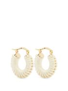 Shrimps - Dora Cord-wrapped Hoop Earrings - Womens - Cream