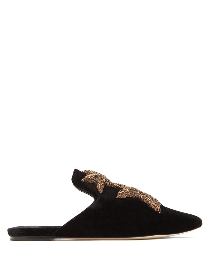 Sanayi 313 Stelle Embroidered Velvet Slipper Shoes