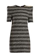 Matchesfashion.com Balmain - Striped Metallic Tweed Mini Dress - Womens - Black White