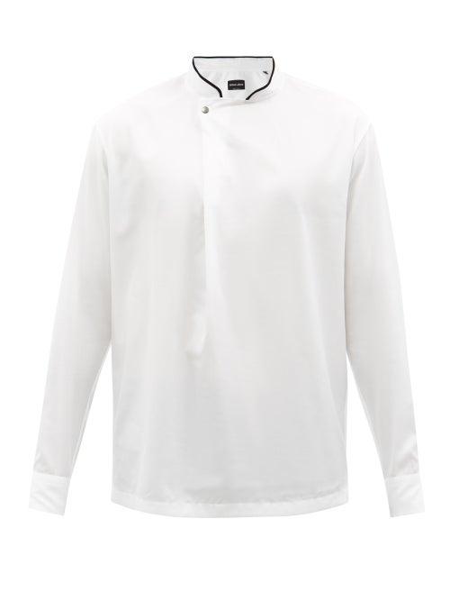 Giorgio Armani - Asymmetric-placket Cotton-blend Twill Shirt - Mens - White