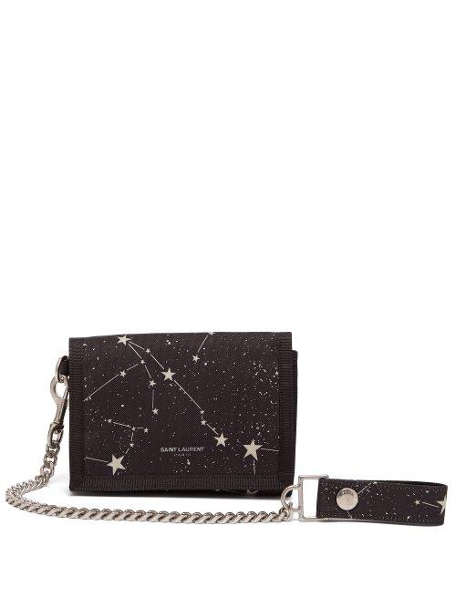 Matchesfashion.com Saint Laurent - Buffalo Constellation Print Nylon Wallet - Mens - Black