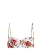 Matchesfashion.com Dolce & Gabbana - Floral Print Balconette Bikini Top - Womens - White Multi