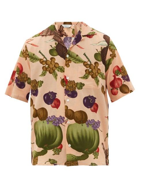 Matchesfashion.com Nipoaloha - Aloha Vegetables And Fruit-print Cotton Shirt - Mens - Orange Multi
