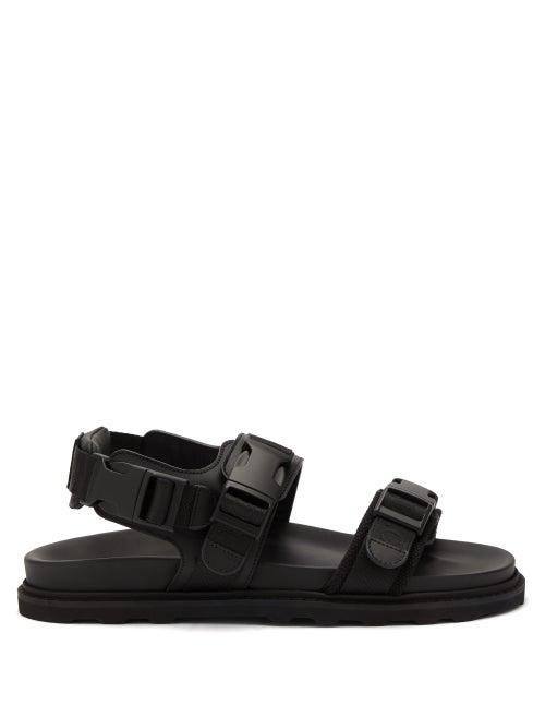 Matchesfashion.com Bottega Veneta - Logo Jacquard Leather Sandals - Mens - Black
