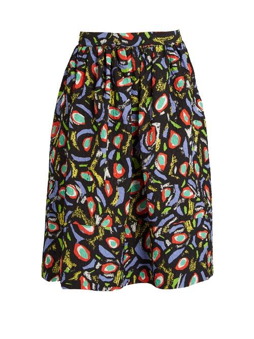 Duro Olowu Abstract Bird-print Cloqu Skirt
