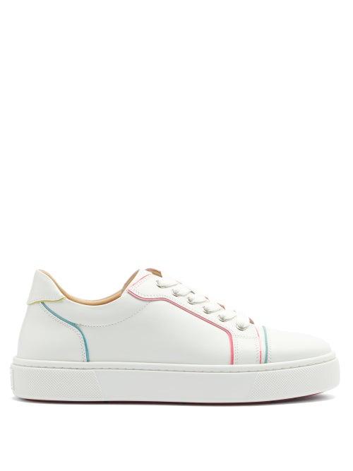 Matchesfashion.com Christian Louboutin - Vierissima Painted-edge Leather Trainers - Womens - White Multi