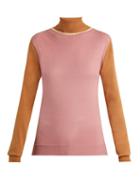 Matchesfashion.com Roksanda - Elsta Wool Roll Neck Sweater - Womens - Pink Multi