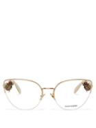 Matchesfashion.com Alexander Mcqueen - Beetle Embellished Cat Eye Glasses - Womens - Gold