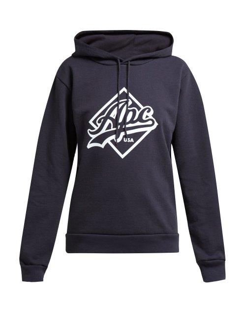 Matchesfashion.com A.p.c. - Wayne Hooded Cotton Blend Terry Sweatshirt - Womens - Navy