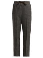 Matchesfashion.com Fendi - Houndstooth Virgin Wool Blend Trousers - Womens - Grey Multi