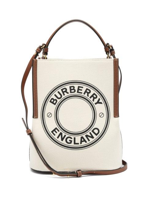 Matchesfashion.com Burberry - Peggy Logo-print Canvas Bucket Bag - Womens - Ivory Multi
