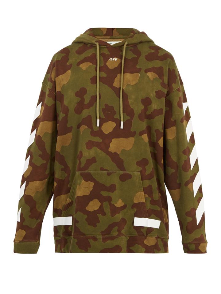 Off-white Camouflage-print Hooded Cotton Sweatshirt