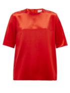 Matchesfashion.com Raey - Crew-neck Silk-satin Top - Womens - Red