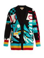 Matchesfashion.com Burberry - Intarsia Knit Merino Wool Blend Cardigan - Womens - Multi